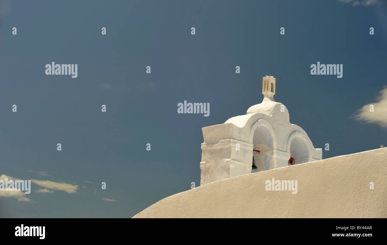 Church and Bell towers on the Greek Island of Santorini in the Aegean Sea Stock Photo