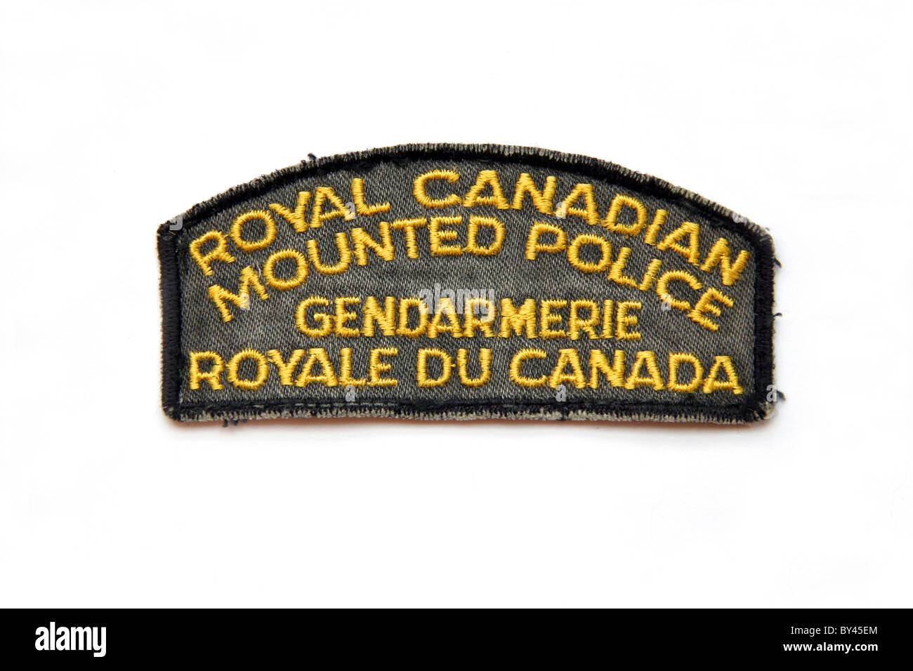 RCMP Royal Canadian Mounted Police patch in English and French Stock Photo