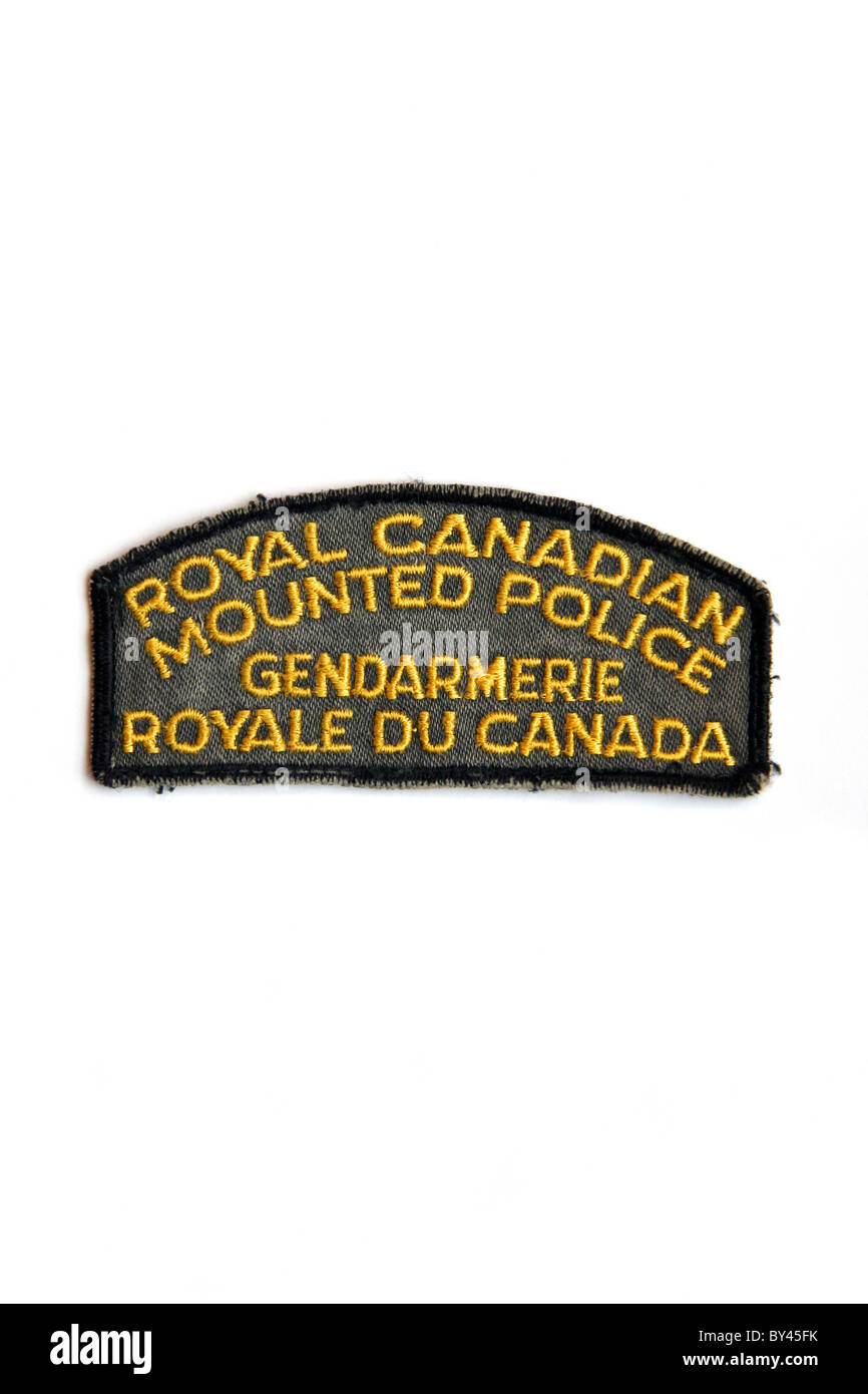 RCMP Royal Canadian Mounted Police patch in English and French Stock Photo