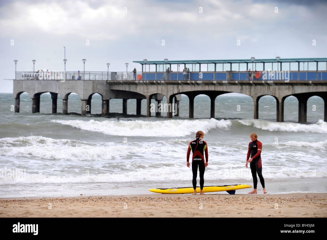 Lifeguards at near Bournemouth where an artificial surf reef