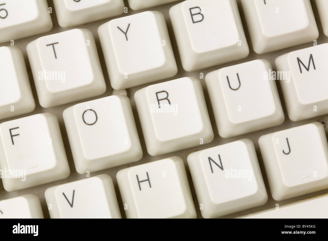 Forum and computer keyboard, internet discussion concept Stock Photo