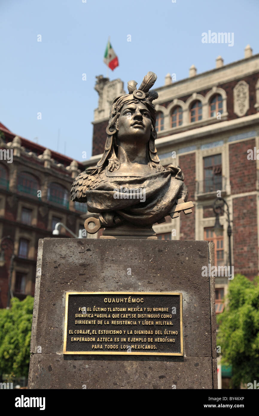 Statue of the last Aztec emperor, Cuauhtemoc, Zocalo, Plaza de la