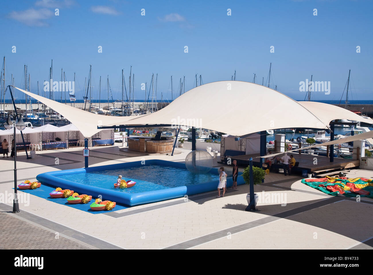 Play area, Puerto Calero Marina, Lanzarote Stock Photo