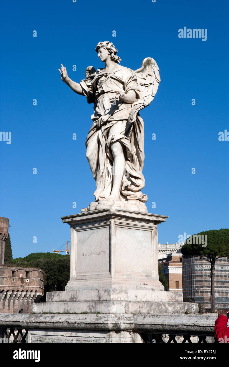 Bernini Angel marble statue sculpture in St Angel bridge Rome Italy