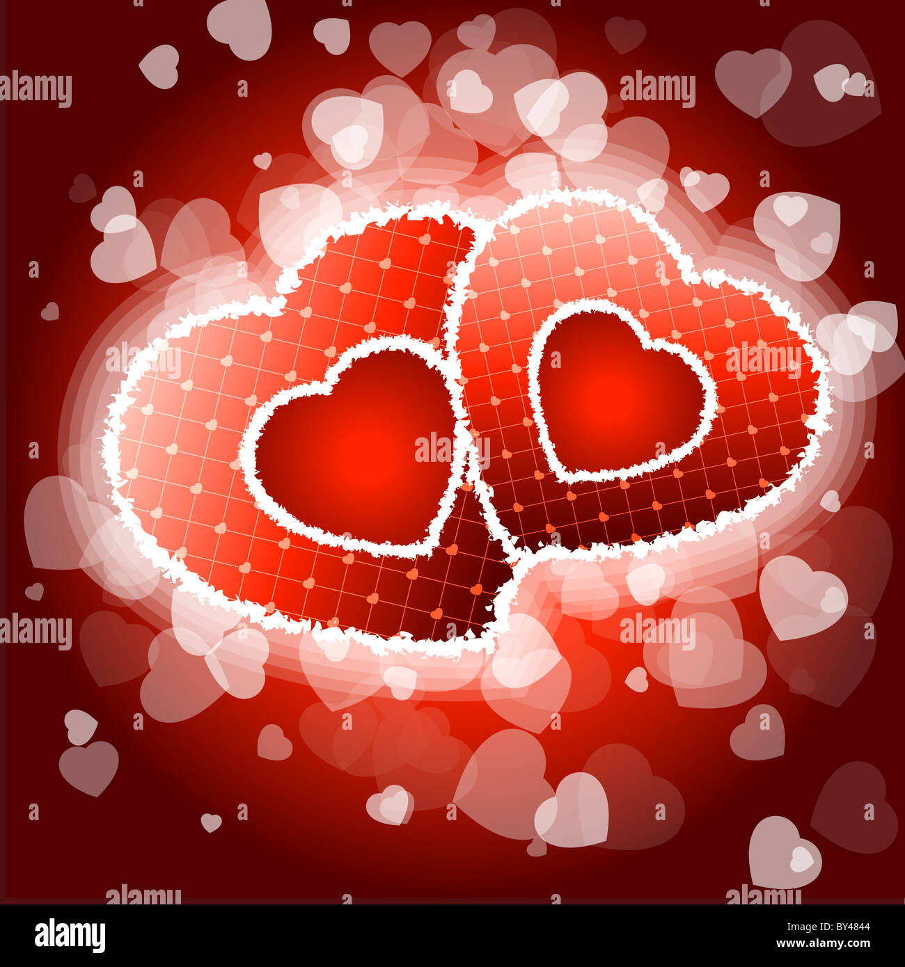 Red Valentines day background with Hearts and sparkles Stock Photo - Alamy