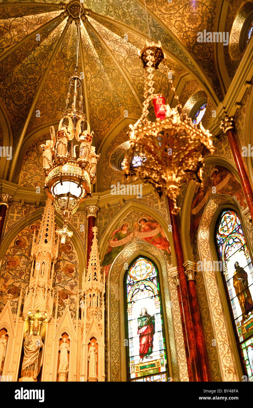 MONTREAL, Canada - Montreal's Saint Patrick's Basilica. Built by French missionaries in 1947 for the city's Catholic Irish population, it features impressive and extensive use of wood internally. Stock Photo