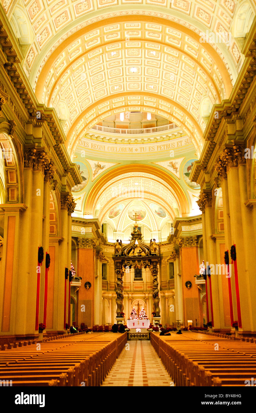 MONTREAL, Canada - Mary, Queen of the World Cathedral in downtown Montreal, Canada, is the seat of the Roman Catholic archdiocese of Montreal and is the third largest church in Quebec. Stock Photo