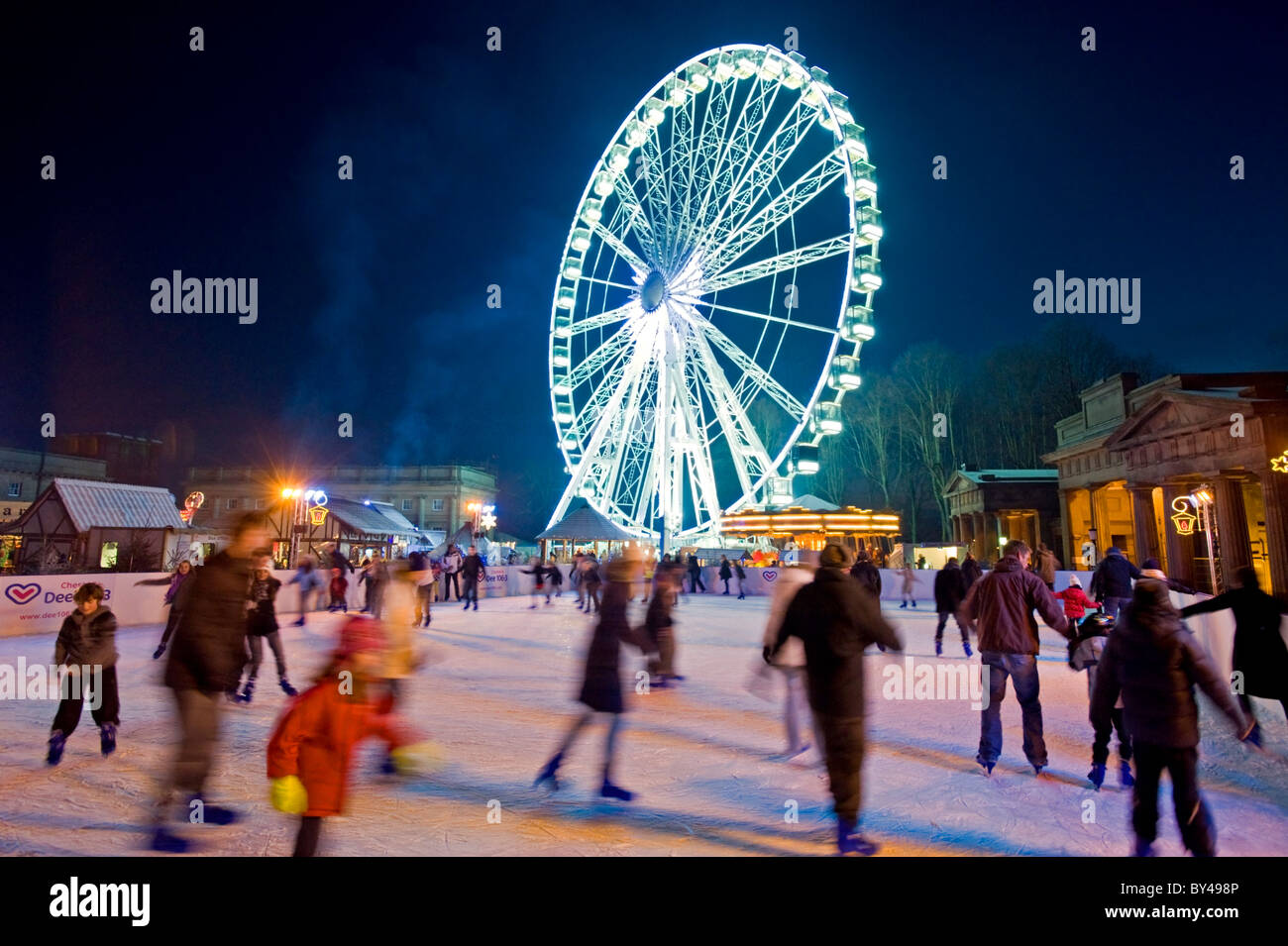 The Big Wheel & Ice Rink at Chester Victorian Christmas Market, Castle  Grounds, Chester, Cheshire, England, UK Stock Photo - Alamy