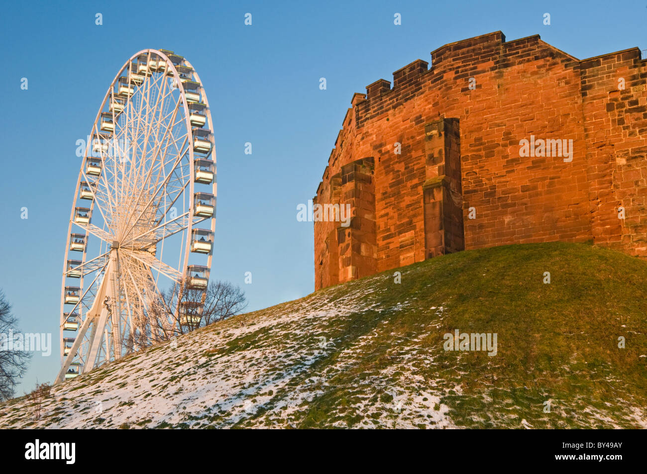 The Big Wheel in Winter, Chester Castle, Chester, Cheshire, England, UK Stock Photo