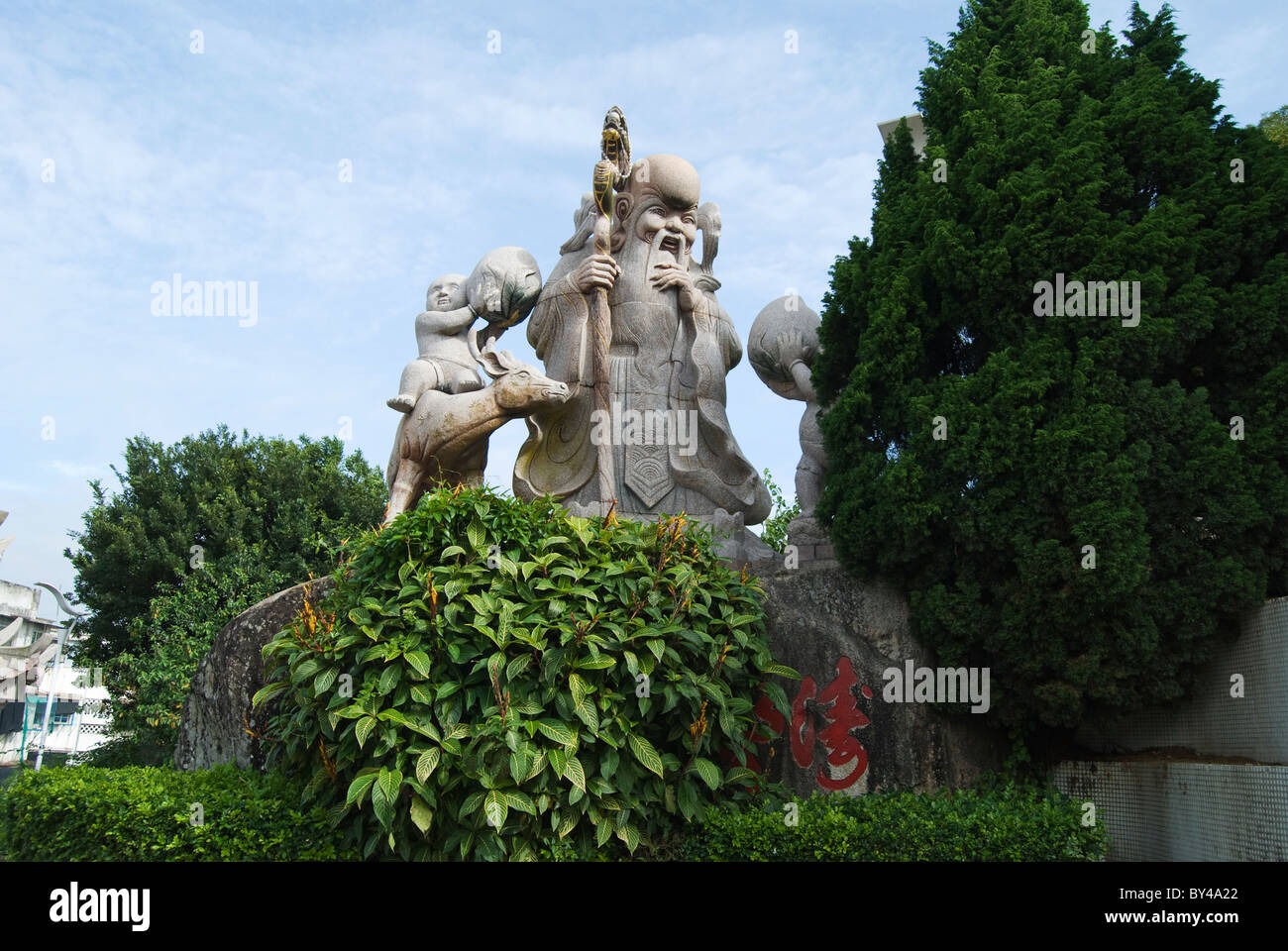 Chinese God of Longevity at Mazu Temple on Mayu Island, Shantou, Guangdong in China. Stock Photo