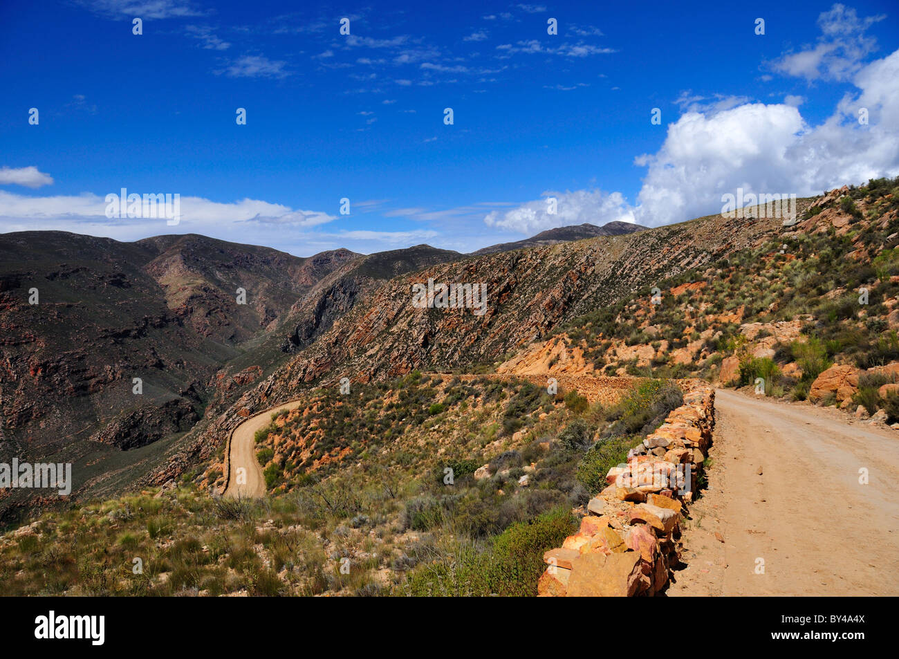 Winding mountain road to Swartberg Pass. Prince Albert, South Africa