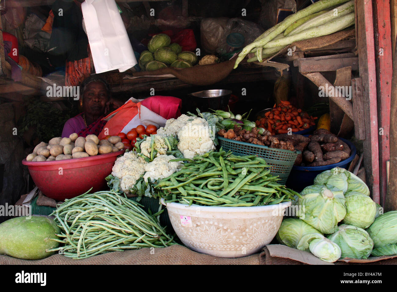 different  types of  vegetables displayed from a vegetable shop Stock Photo