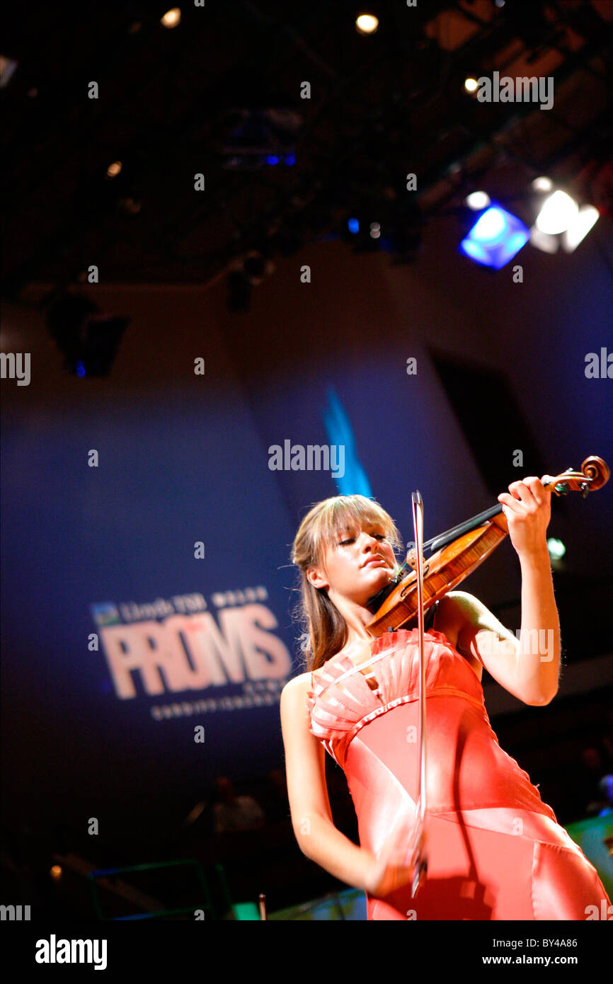 Violinist performing at the Welsh Proms, St David's Hall, Cardiff. Stock Photo