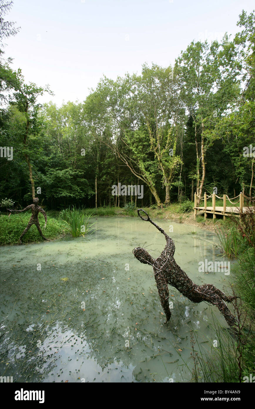 Art in Coed Hills Woodland, Vale of Glamorgan. Stock Photo