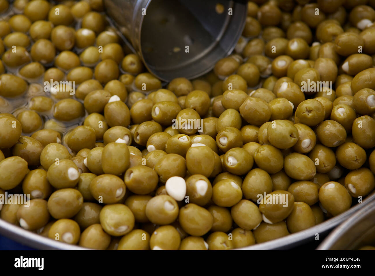 Olives stuffed with garlic Stock Photo Alamy