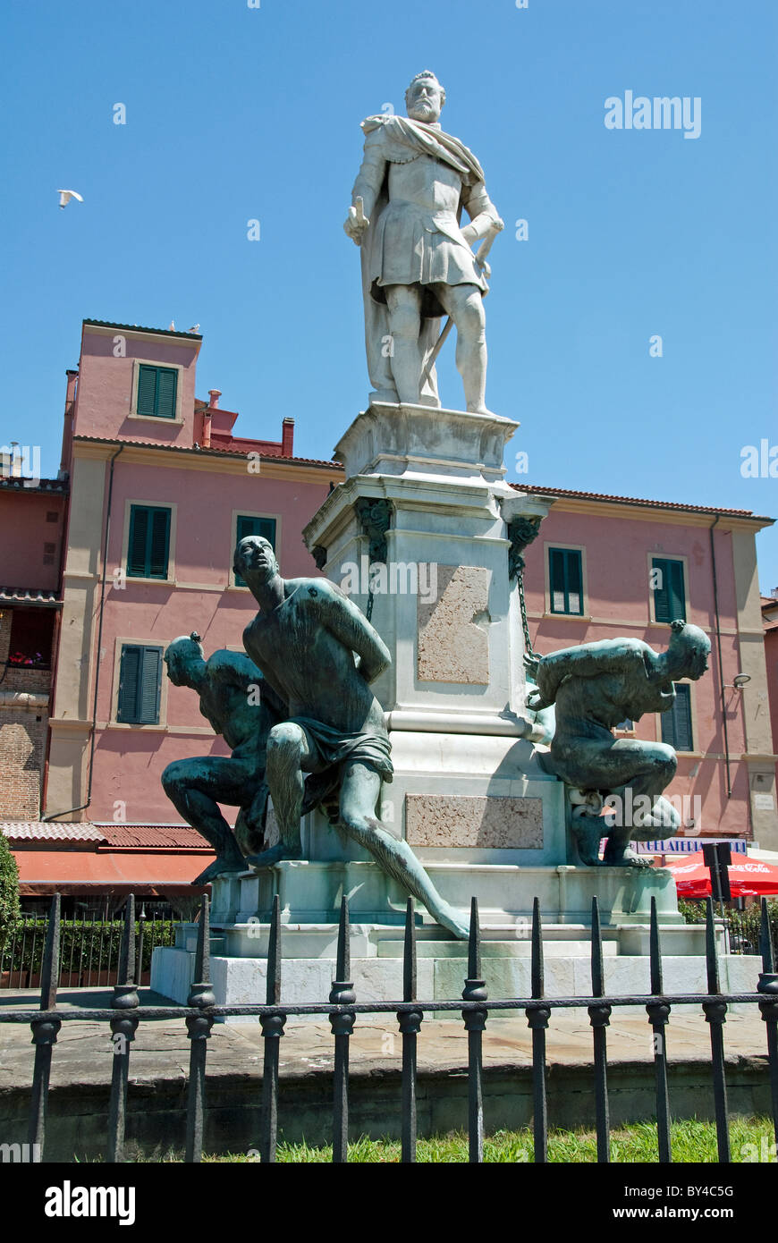 Monumento dei quattro mori ('Monument of the Four Moors'), Livorno Stock Photo