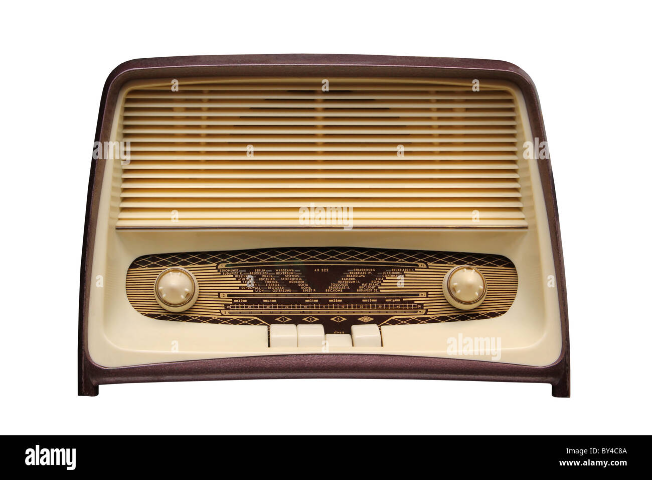 Old radio from 1950 and the years. Stock Photo