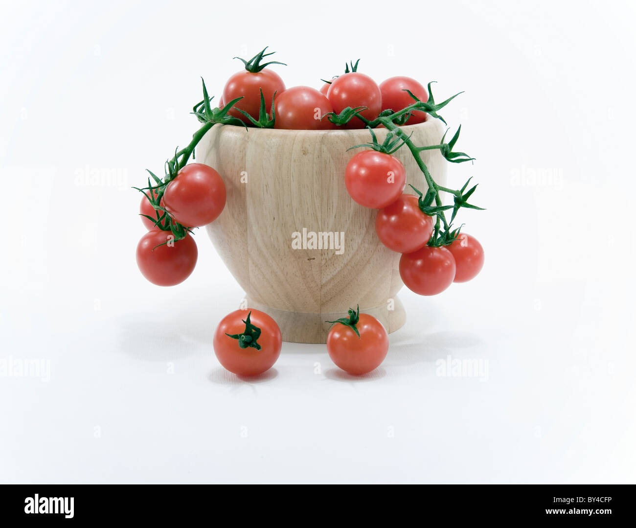 Cherry Tomatoes in Wooden Bowl Stock Photo - Alamy