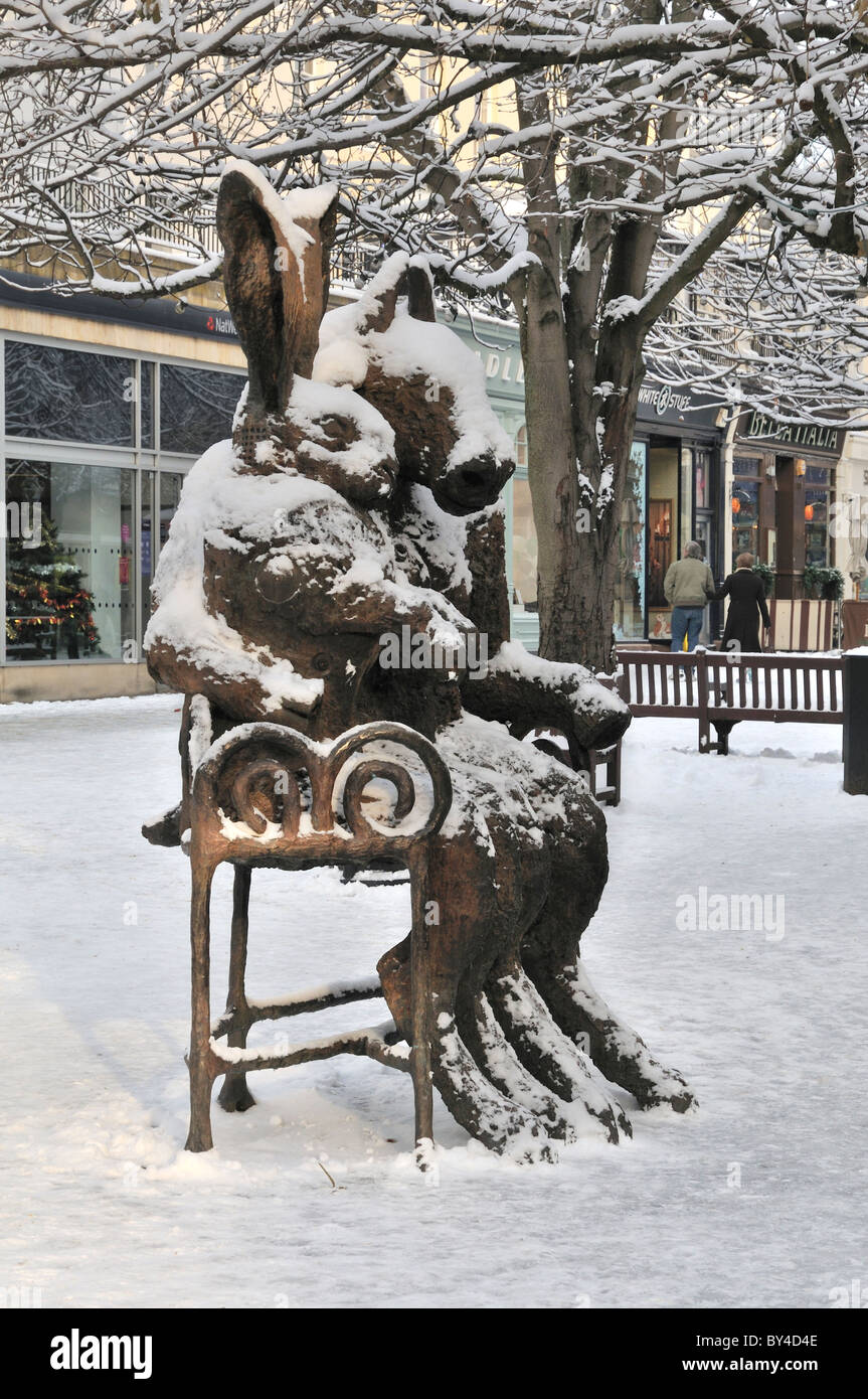 The Minotaur and the Hare by Sophie Ryder in winter Stock Photo