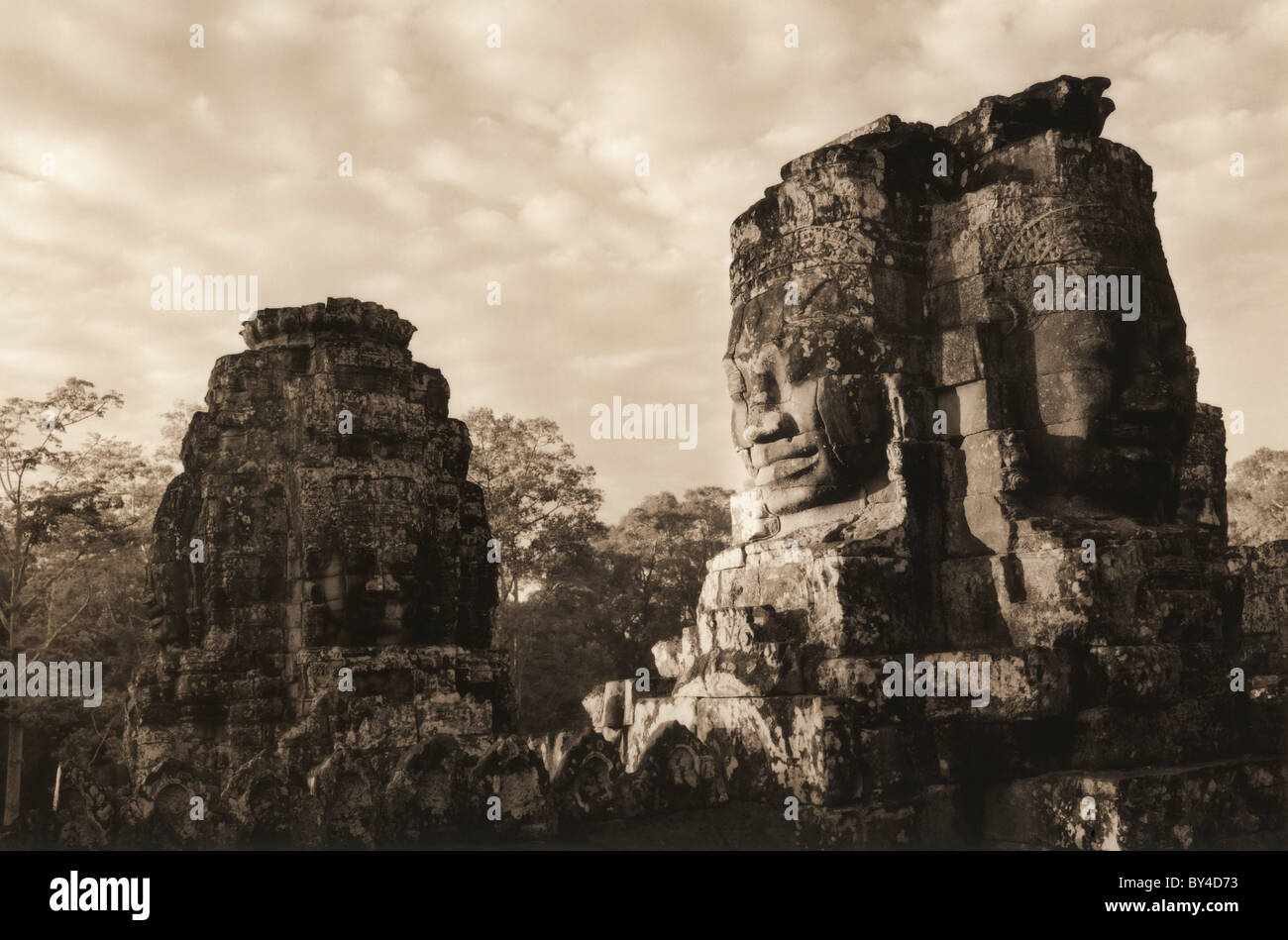 the Bayon temple featuring 216 stone faces each with an enigmatic smile Stock Photo