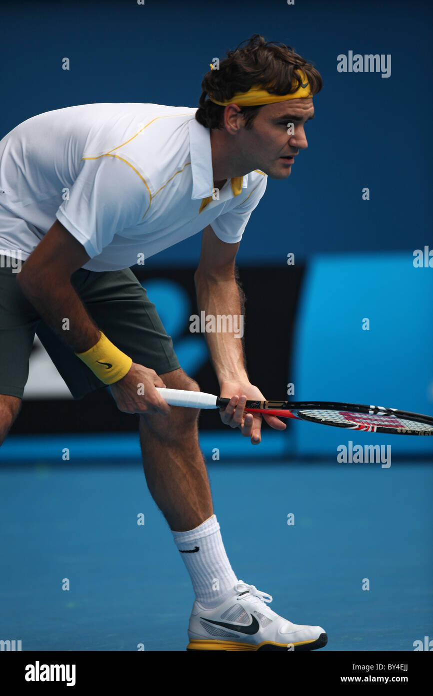 Roger Federer at the Australian Open Tennis, Melbourne, Australia on Monday  January 17, 2011 Stock Photo - Alamy