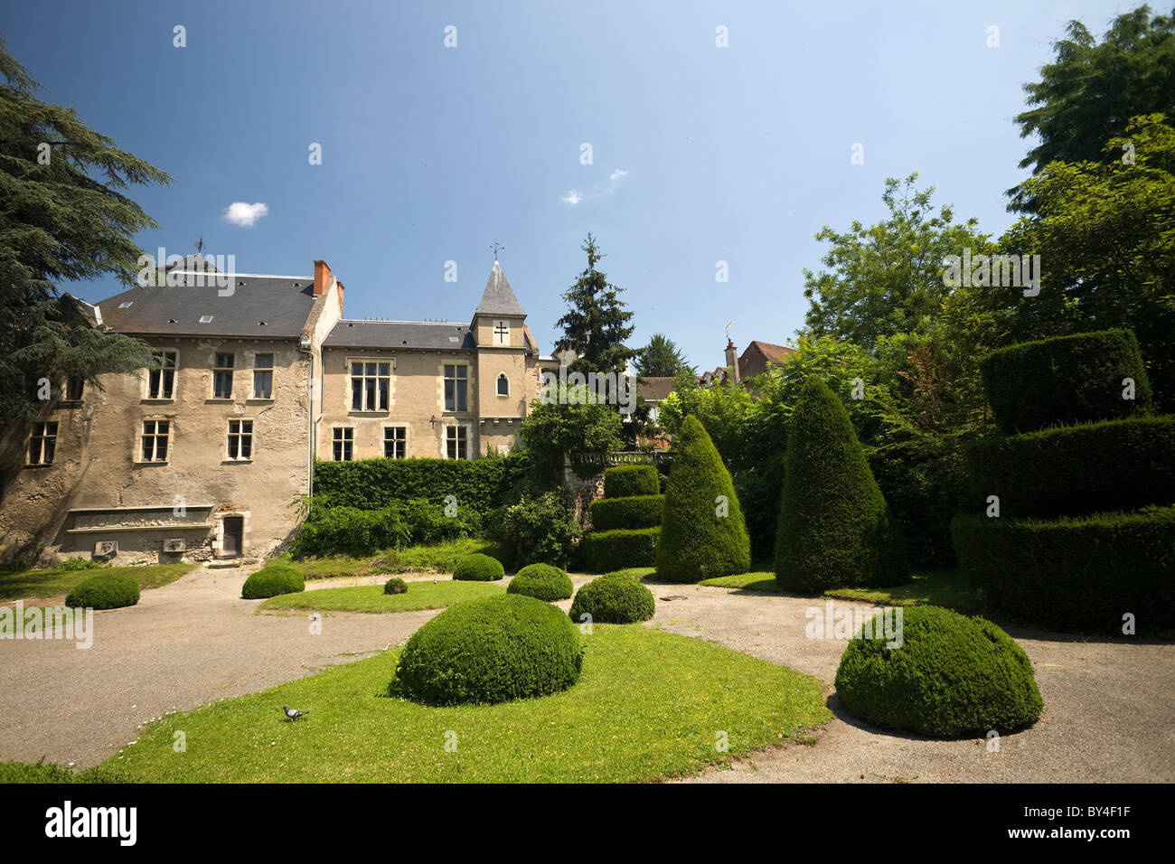 In Vichy, the 'Castel Franc' and its formal Park (France). Municipal house and public garden. Stock Photo