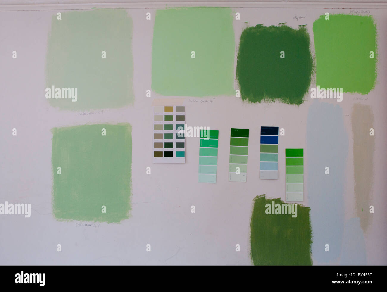 paint samples on wall Stock Photo Alamy