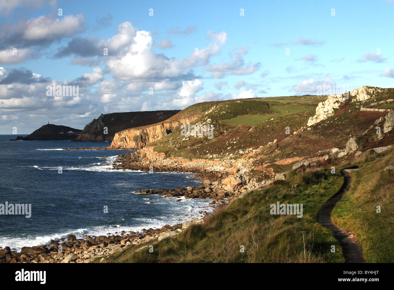 A stretch of Cornish coastline between Nanjulian and Nanquidno in Penwith, Cornwall, England. Stock Photo
