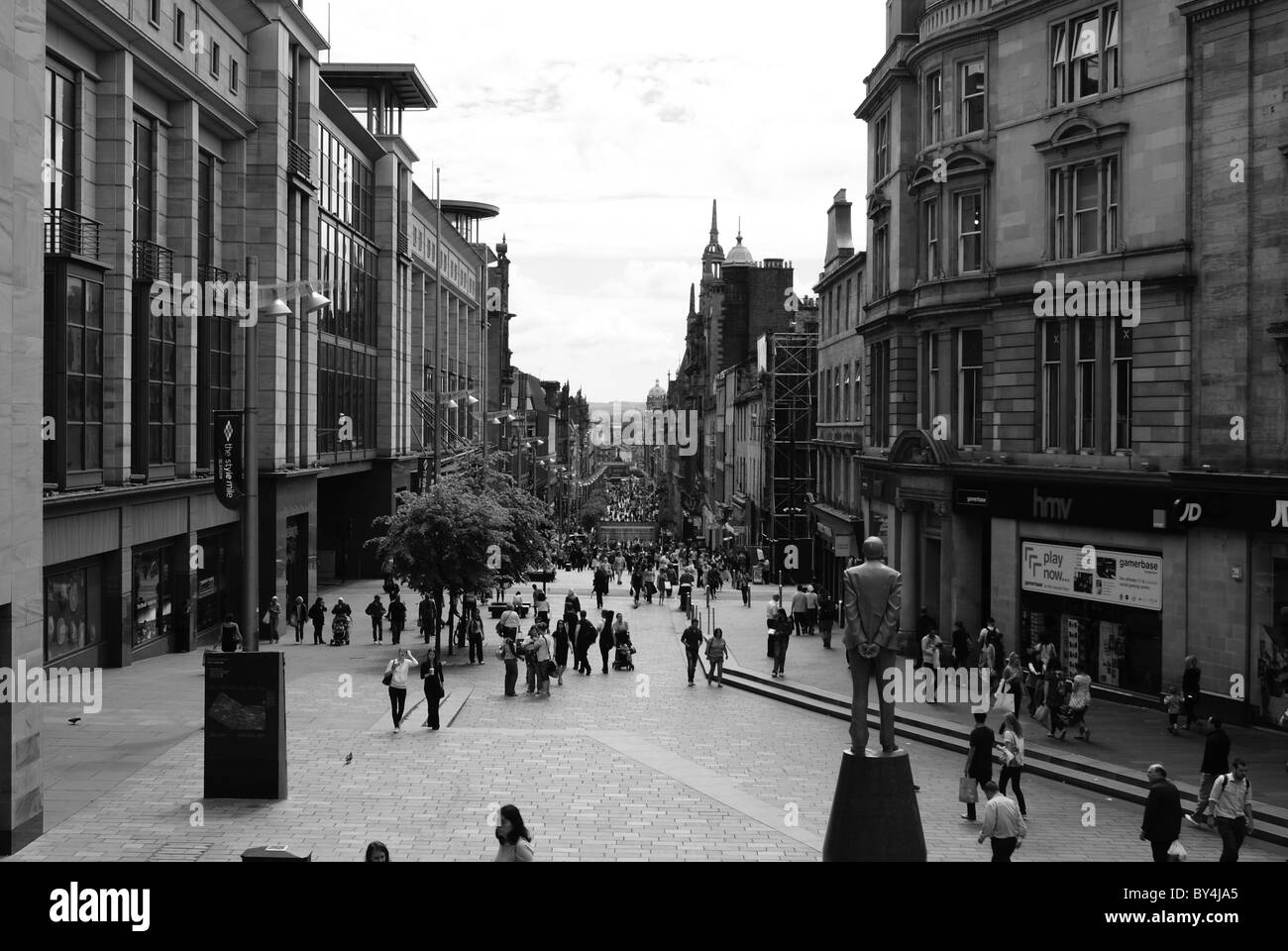 Black and white, Glasgow Buchanan Street from the Royal Concert Hall