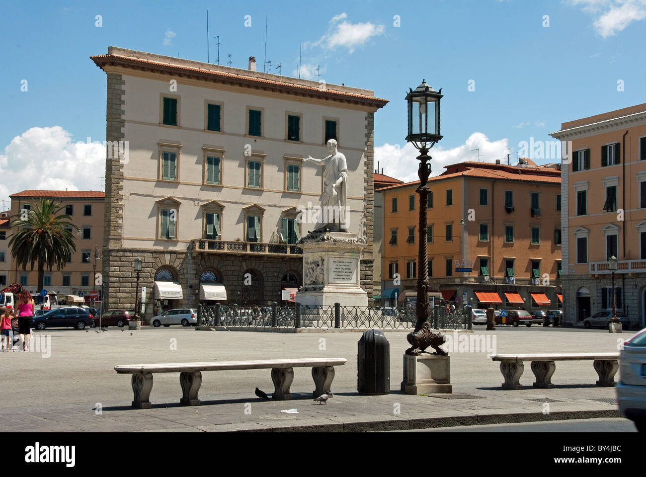 Livorno (Leghorn) Tuscany, Piazza della Repubblica with the statue of Leopoldo II Stock Photo