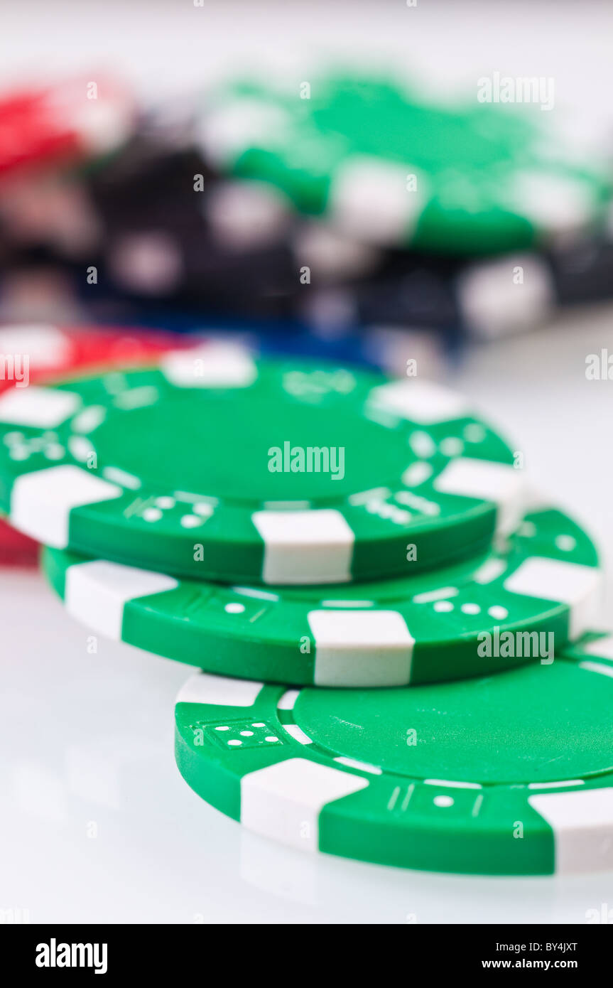 stack of poker color chips Stock Photo Alamy
