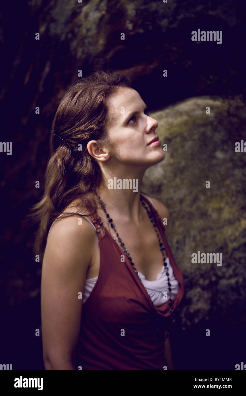 Portrait of a girl in the woods Stock Photo - Alamy