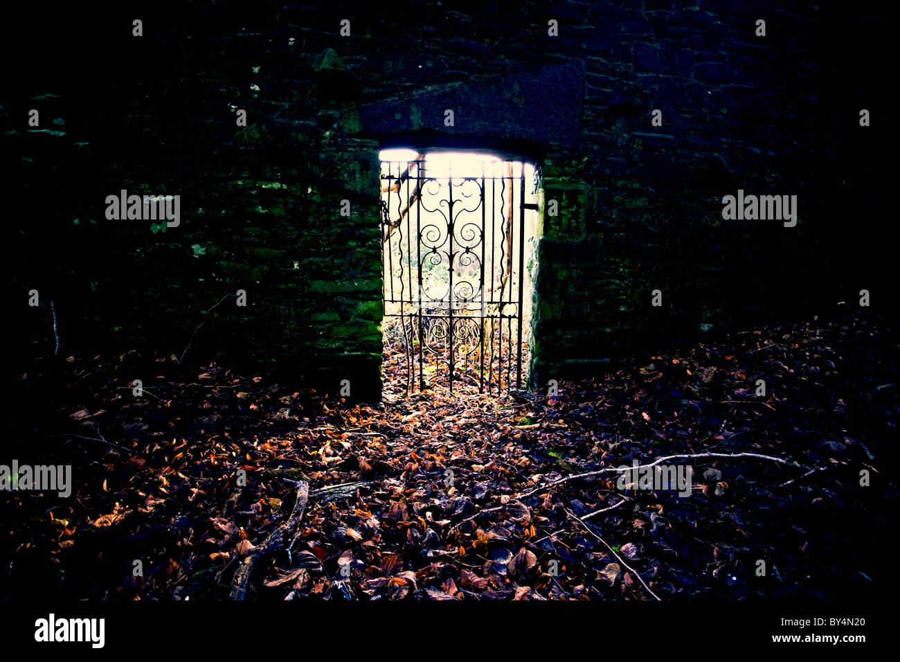 Gateway to a secret garden, Dumfries and Galloway, Scotland Stock Photo
