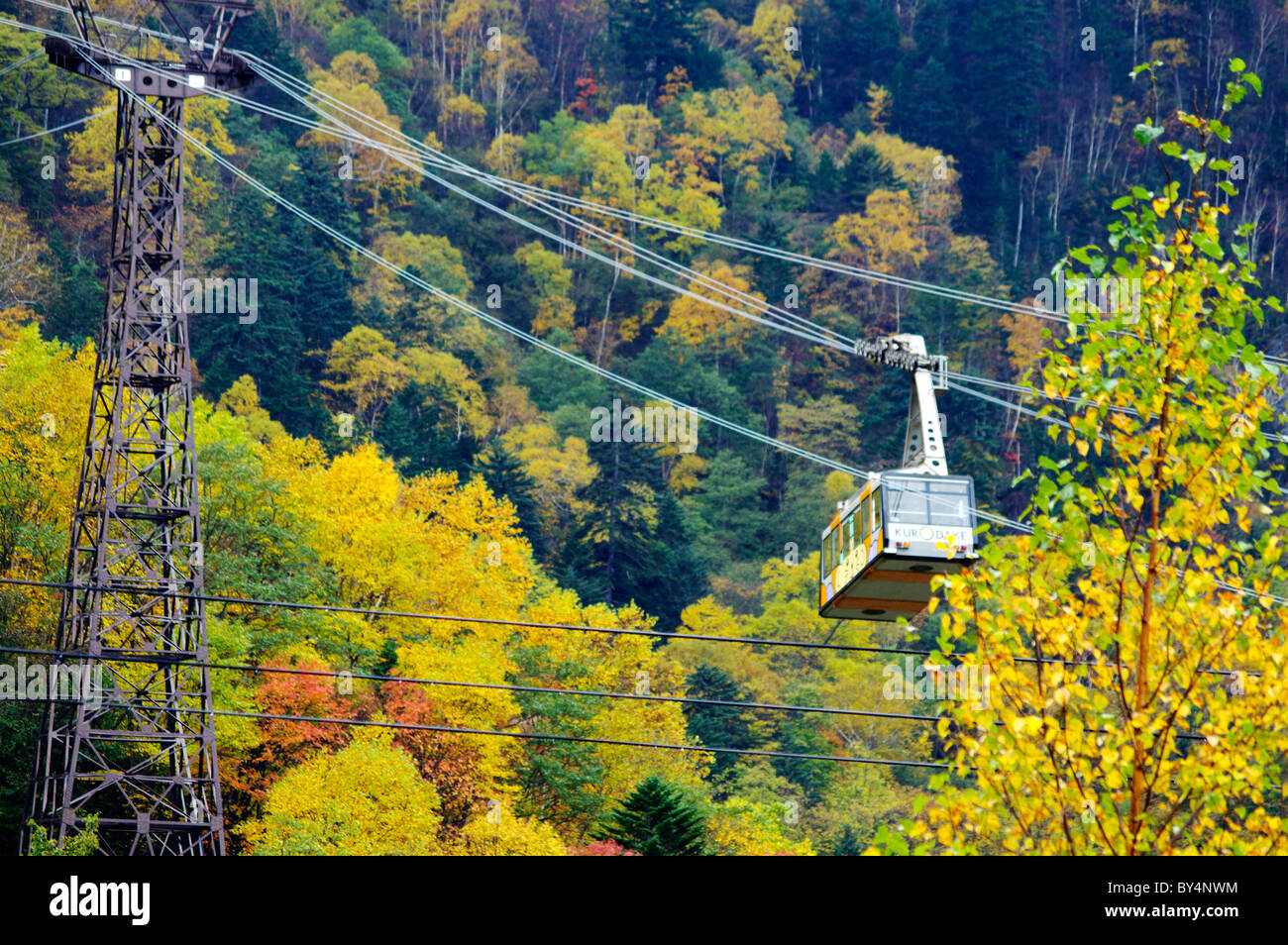 Overhead Cable Car in Autumn Stock Photo