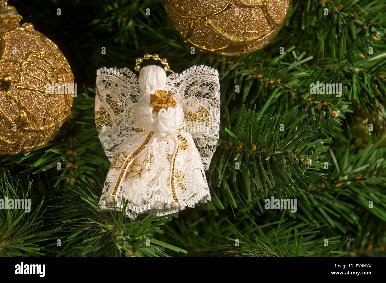 Angel on Christmas Tree Stock Photo