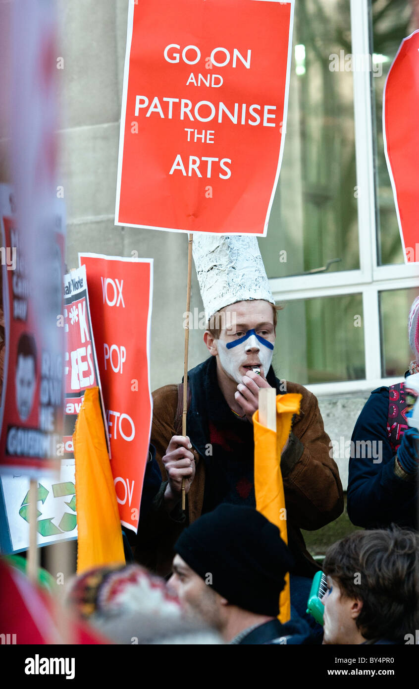 A student protesting against the increasing of student tuition fees ...