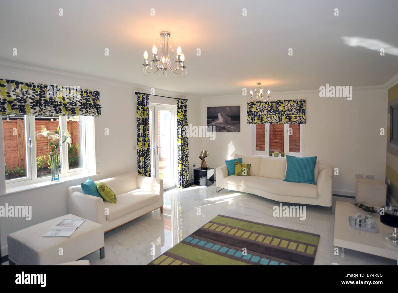 UK show home lounge interior Stock Photo