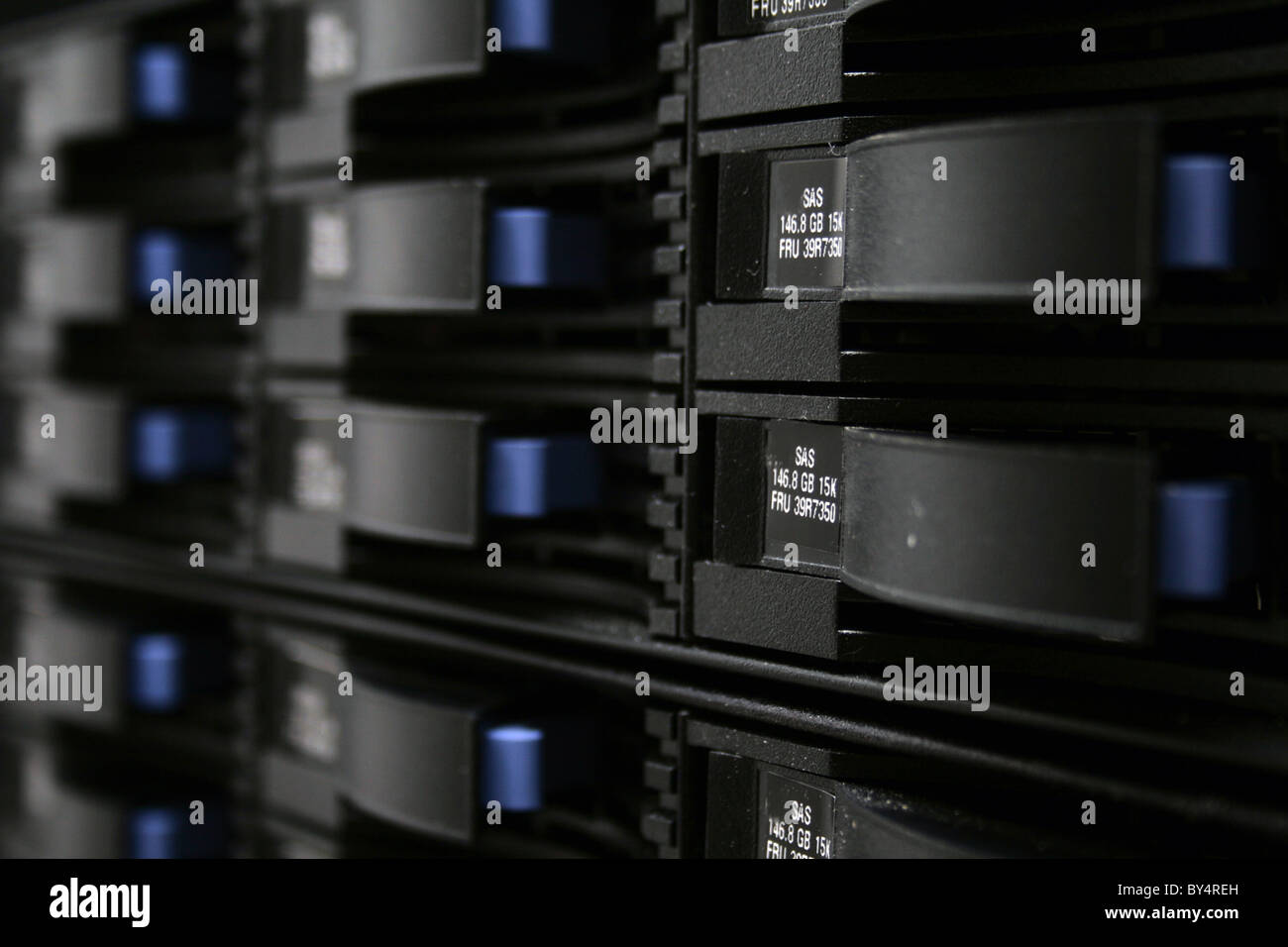 Hard disks in a datacenter Stock Photo