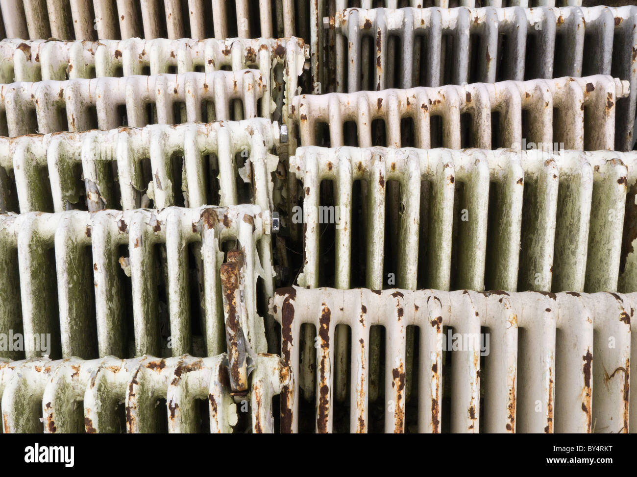Selection of old metal painted radiators Stock Photo Alamy