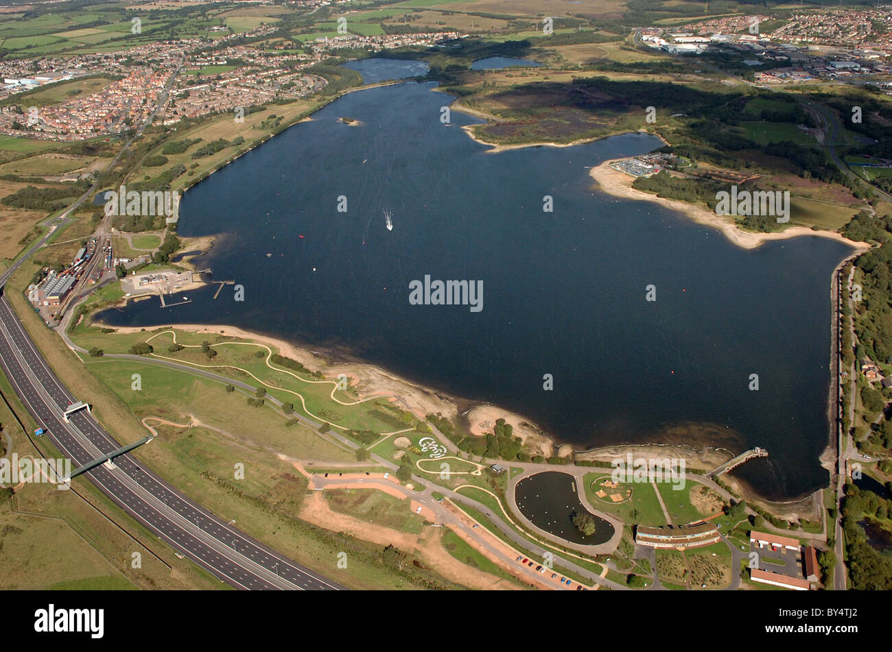 An aerial view of Chasewater Country Park in Staffordshire Uk Stock