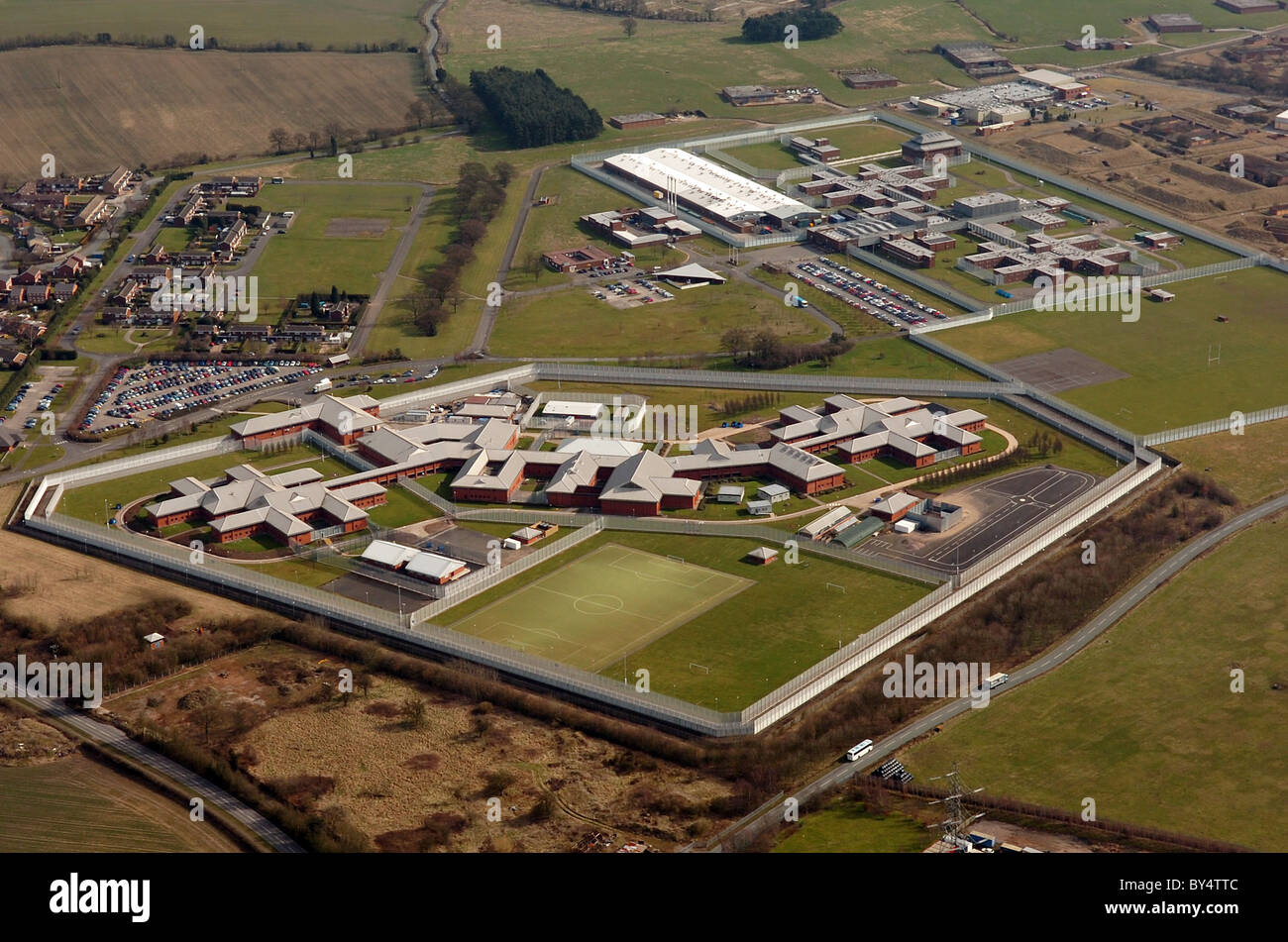Aerial view of Featherstone Prison and Brinsford Young Offenders