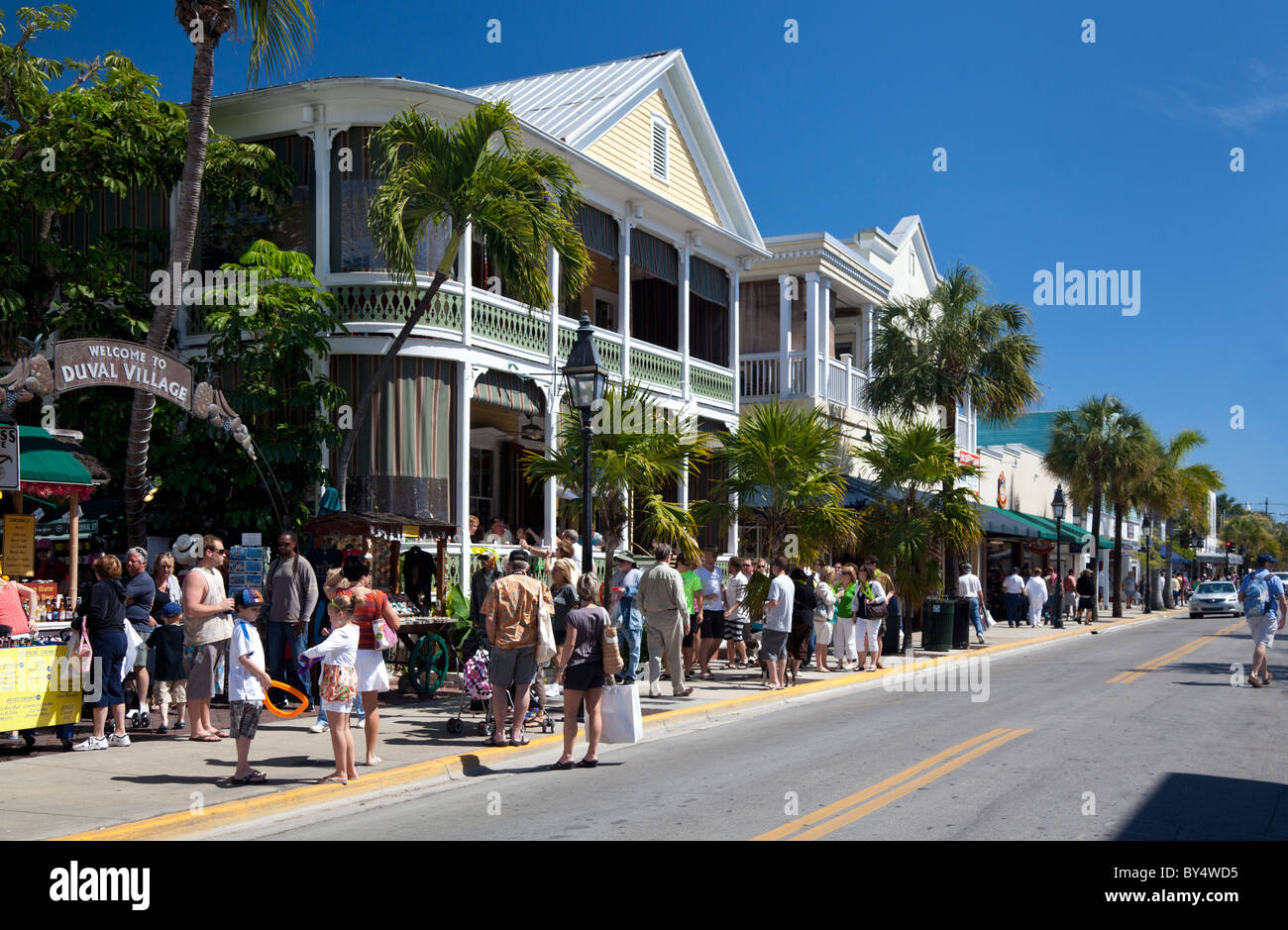 Duval Street, Key West, busy with tourists. Stock Photo