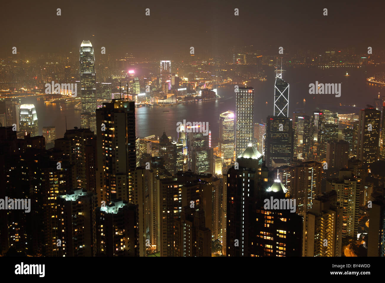 Hong Kong at night. View from the Victoria Peak Stock Photo - Alamy