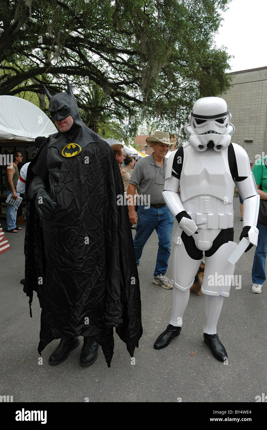 Pioneer Days High Springs Florida Batman and Storm Trooper wow the festival goers Stock Photo