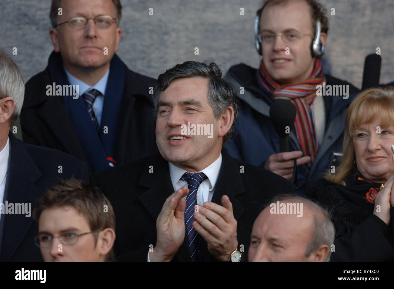 Gordon Brown ex-prime minister visits Raith Rovers football ground. Stock Photo