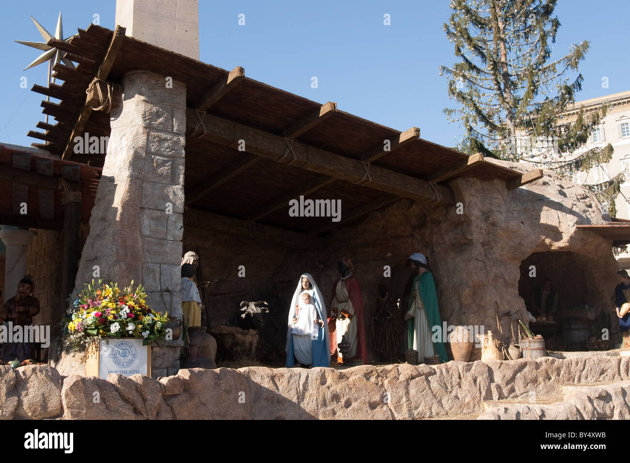 Christmas crib in saint Peter's square Vatican city Rome Italy Stock