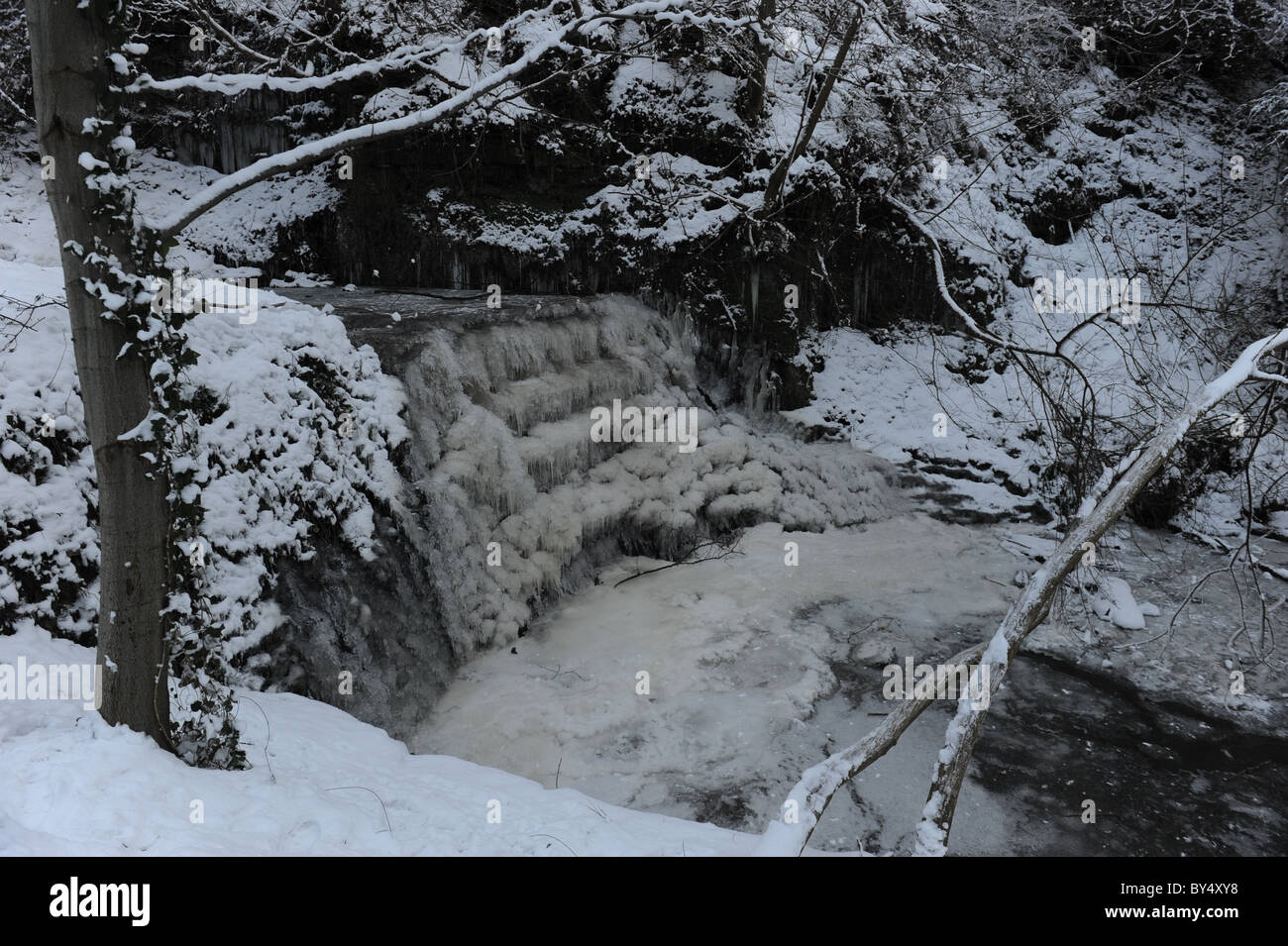 A frozen waterfall Stock Photo