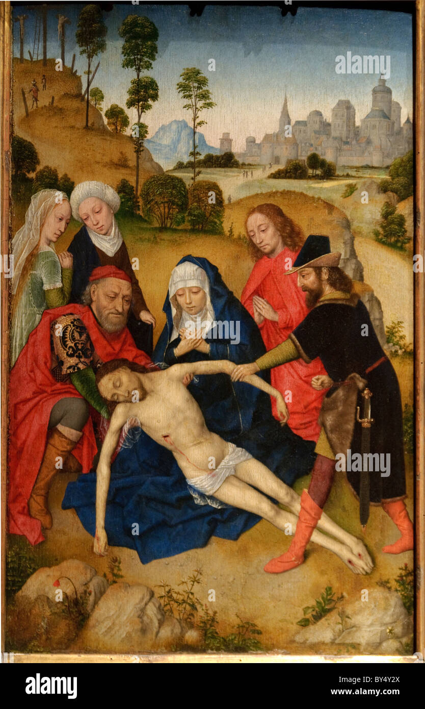 The Lamentation, recto and verso, early 1470s, Simon Marmion Stock Photo