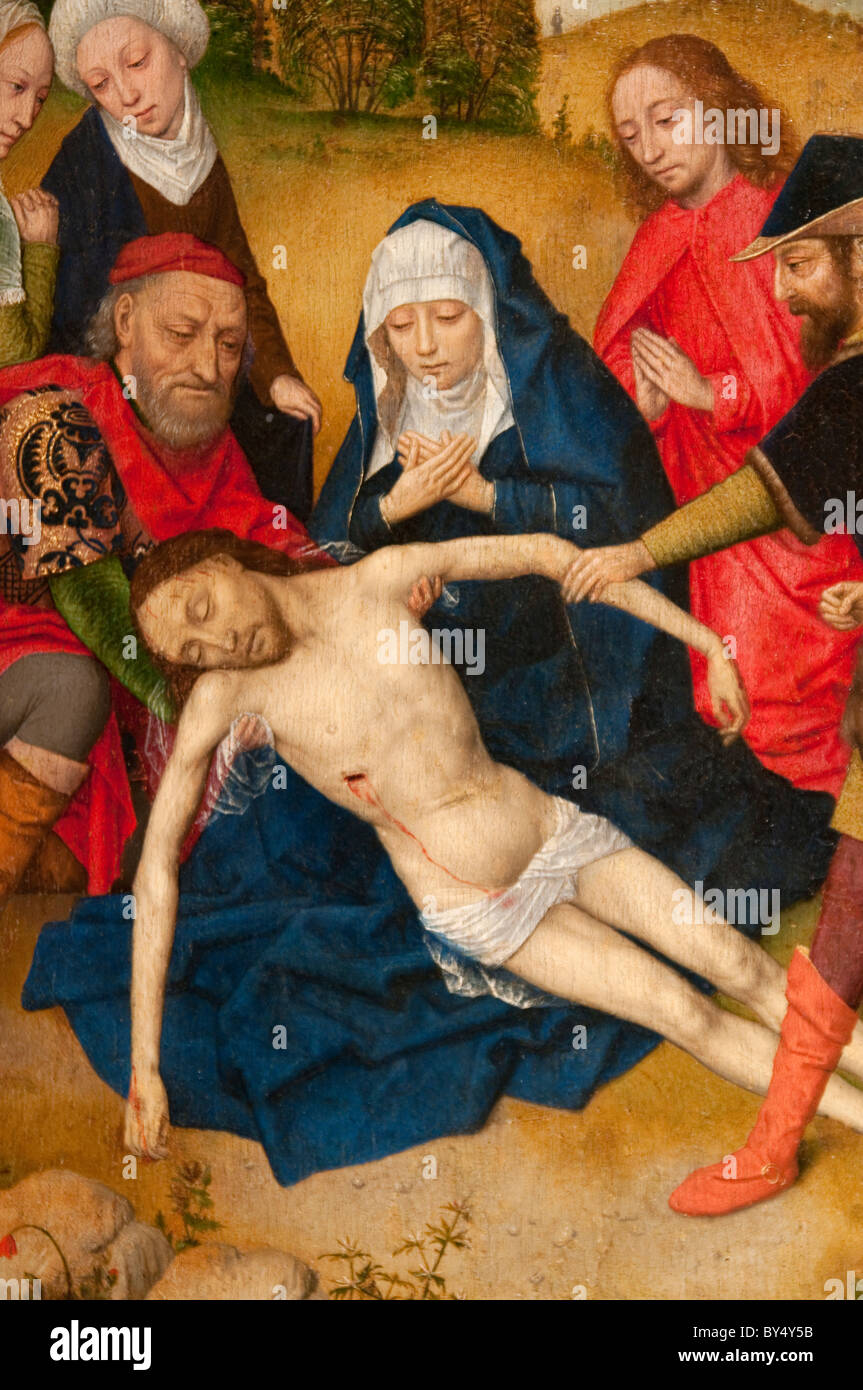 Detail: The Lamentation, recto and verso, early 1470s, Simon Marmion Stock Photo