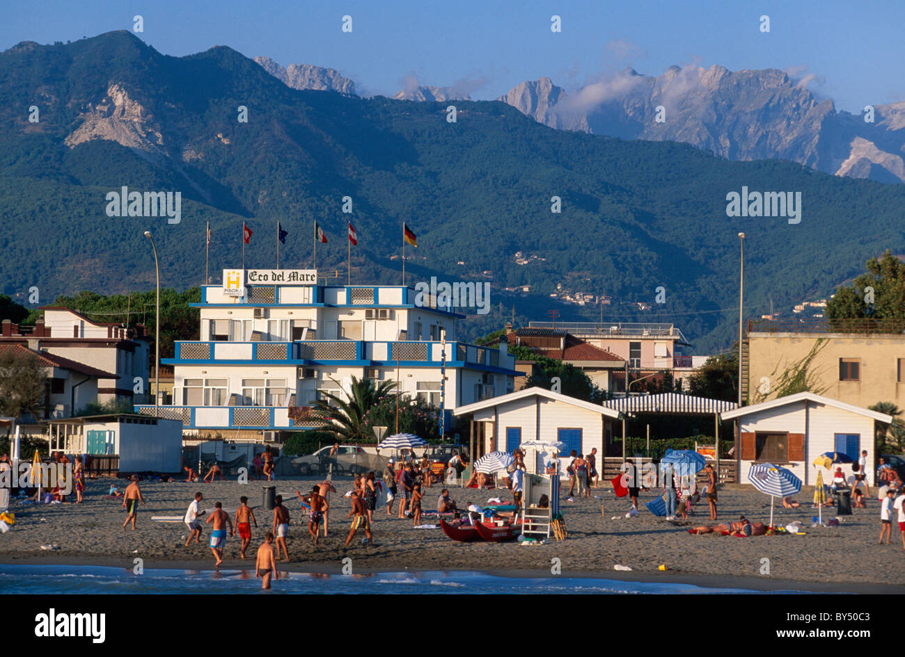 Beach Marina di Massa, Tuscany, Italy Stock Photo
